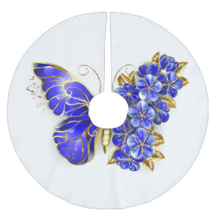 Flower Sapphire Butterfly Julgransmatta Borstad Polyester