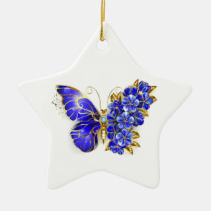 Flower Sapphire Butterfly Julgransprydnad Keramik