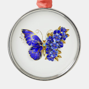 Flower Sapphire Butterfly Julgransprydnad Metall