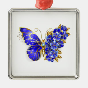 Flower Sapphire Butterfly Julgransprydnad Metall