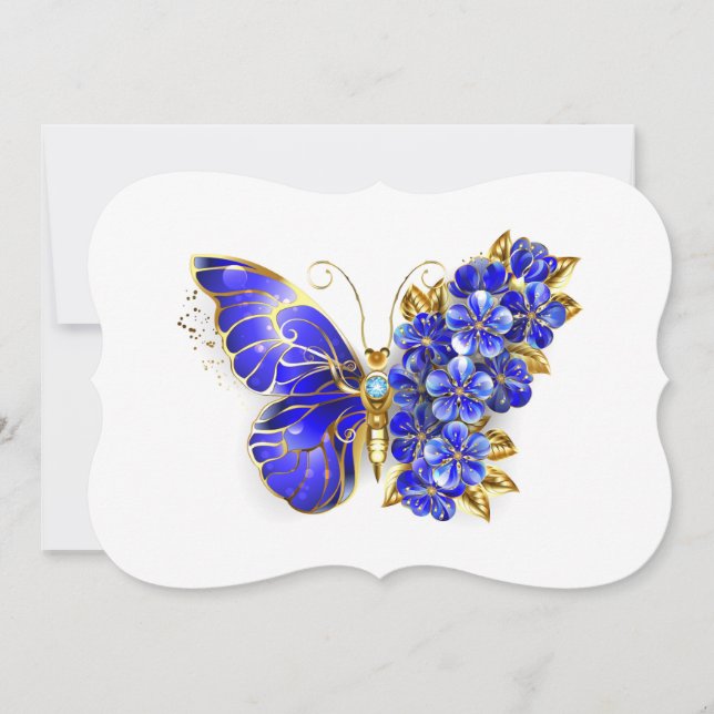 Flower Sapphire Butterfly Kort (Framsida)