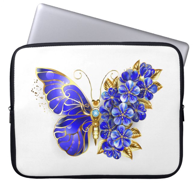 Flower Sapphire Butterfly Laptop Fodral (Framsidan)