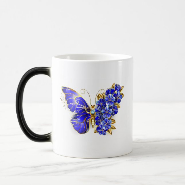 Flower Sapphire Butterfly Magisk Mugg (Vänster)
