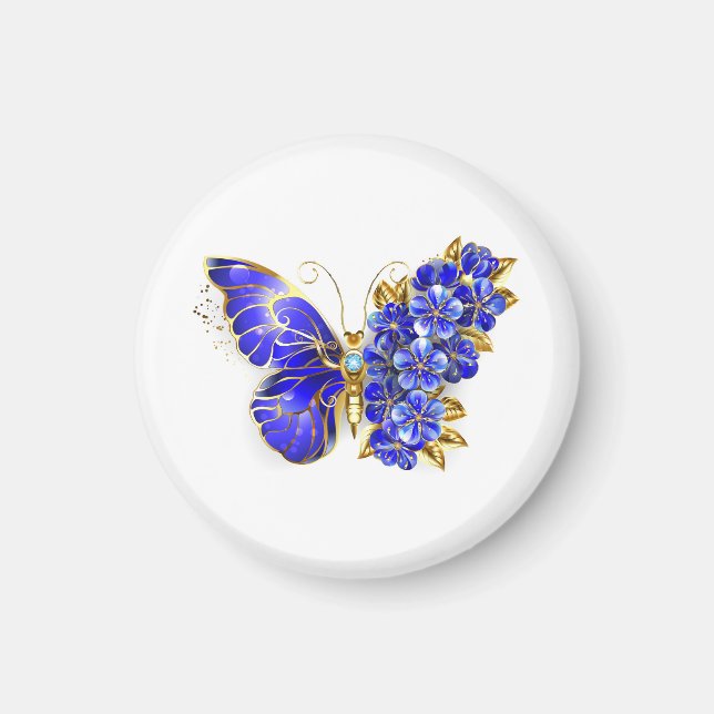 Flower Sapphire Butterfly Magnet (Framsidan)
