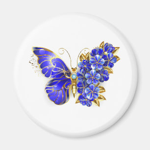 Flower Sapphire Butterfly Magnet