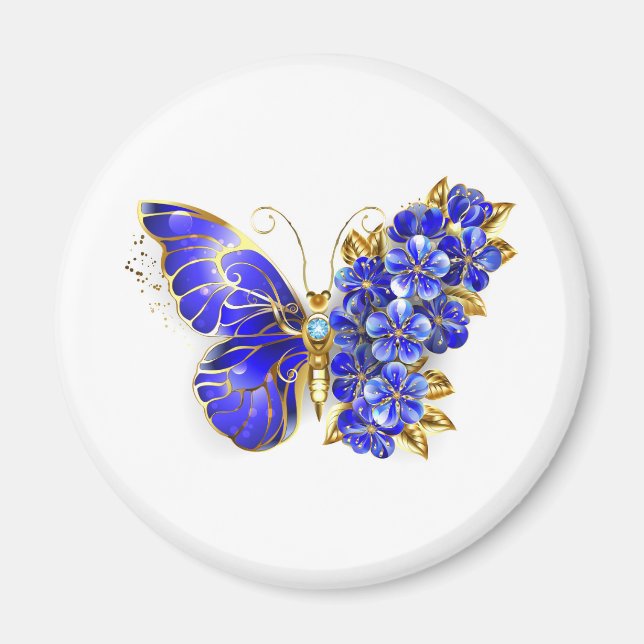Flower Sapphire Butterfly Magnet (Framsidan)
