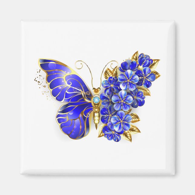 Flower Sapphire Butterfly Magnet (Framsidan)