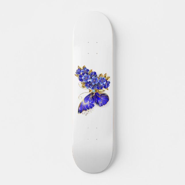 Flower Sapphire Butterfly Mini Skateboard Bräda 18,5 Cm (Framsida)
