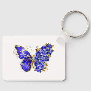Flower Sapphire Butterfly Nyckelring