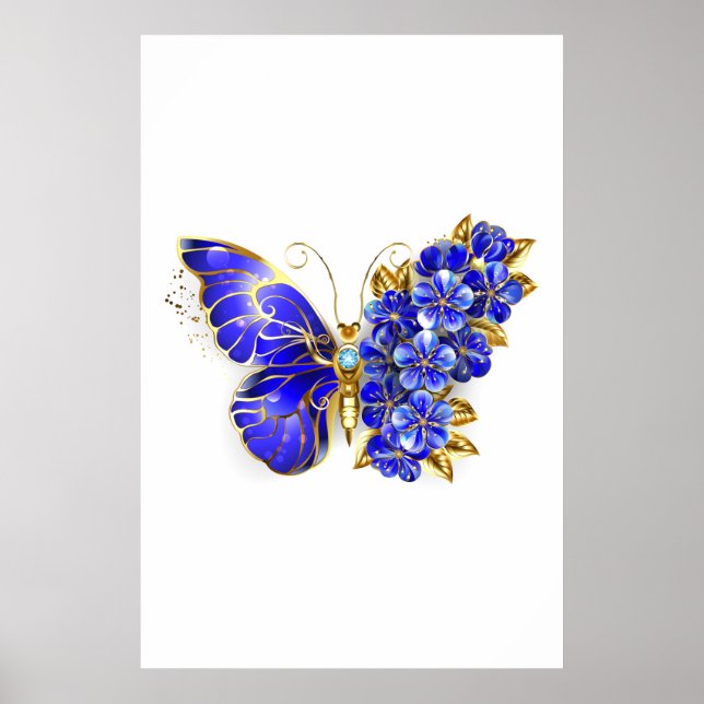 Flower Sapphire Butterfly Poster (Framsidan)