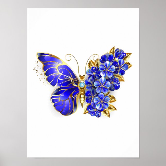Flower Sapphire Butterfly Poster (Framsidan)