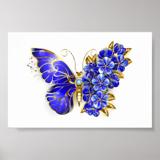 Flower Sapphire Butterfly Poster (Framsidan)