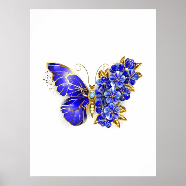 Flower Sapphire Butterfly Poster (Framsidan)