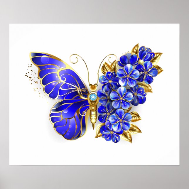 Flower Sapphire Butterfly Poster (Framsidan)
