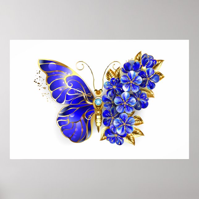 Flower Sapphire Butterfly Poster (Framsidan)