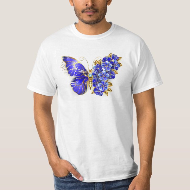 Flower Sapphire Butterfly T Shirt (Framsida)