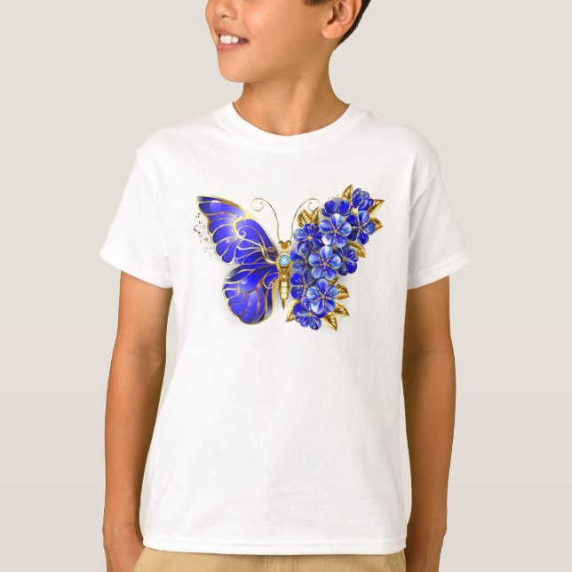 Flower Sapphire Butterfly T Shirt (Framsida)