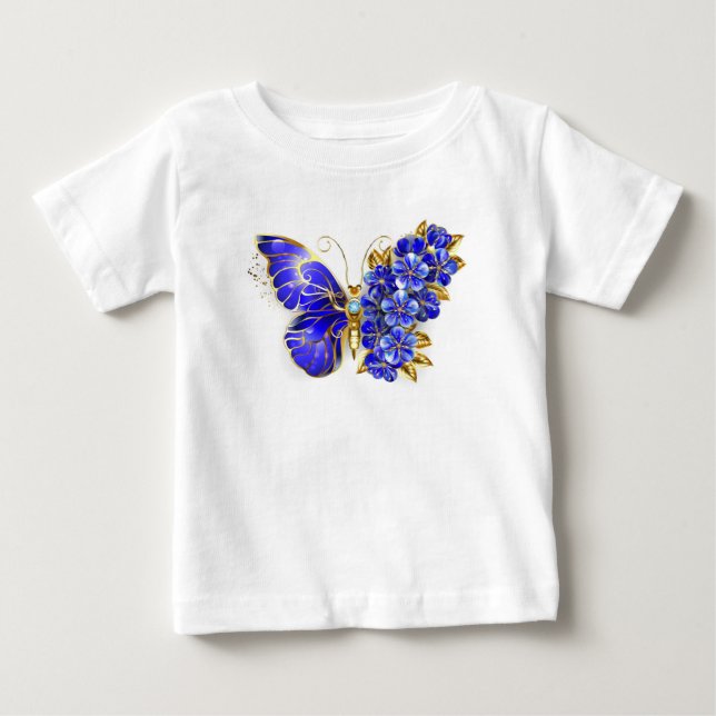 Flower Sapphire Butterfly T Shirt (Framsida)