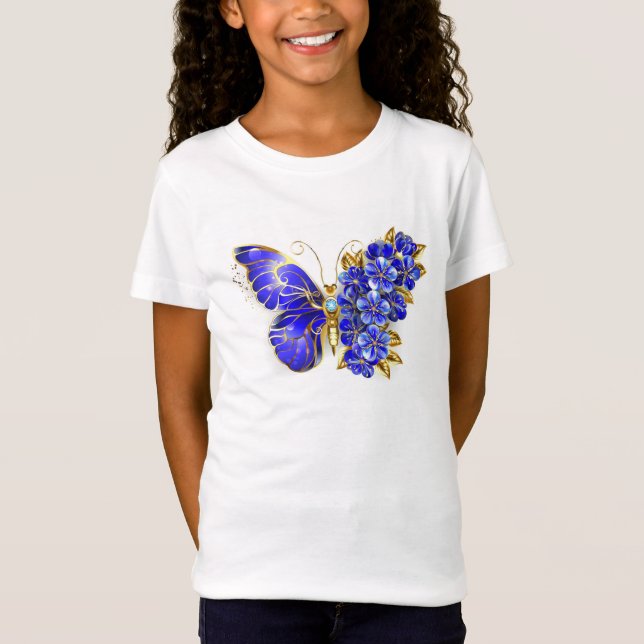 Flower Sapphire Butterfly T Shirt (Framsida)