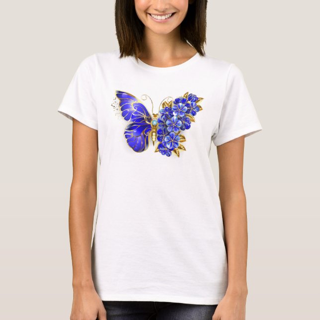 Flower Sapphire Butterfly T Shirt (Framsida)
