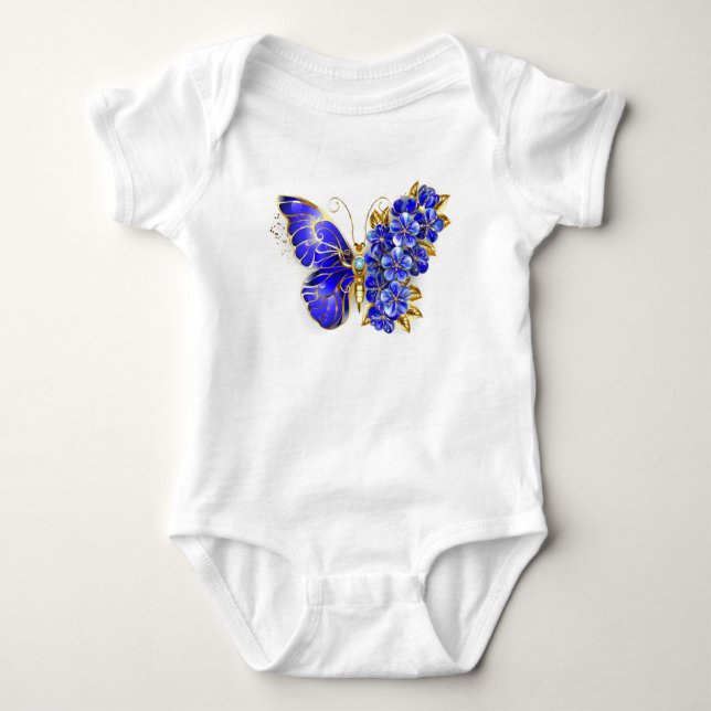 Flower Sapphire Butterfly T Shirt (Framsida)