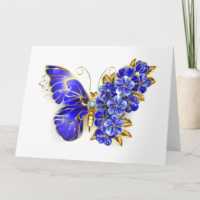 Flower Sapphire Butterfly Tack Kort (Framsida)