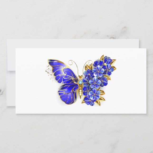 Flower Sapphire Butterfly Tack Kort (Framsida)