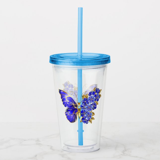 Flower Sapphire Butterfly Take Away Mugg (Framsida)