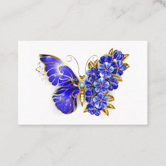 Flower Sapphire Butterfly Tidsbeställning Kort (Framsida)