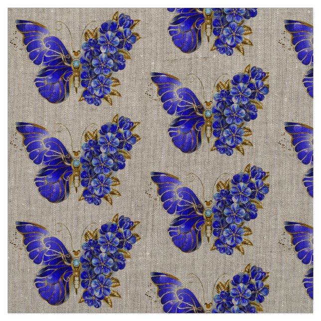 Flower Sapphire Butterfly Tyg (Provkarta)