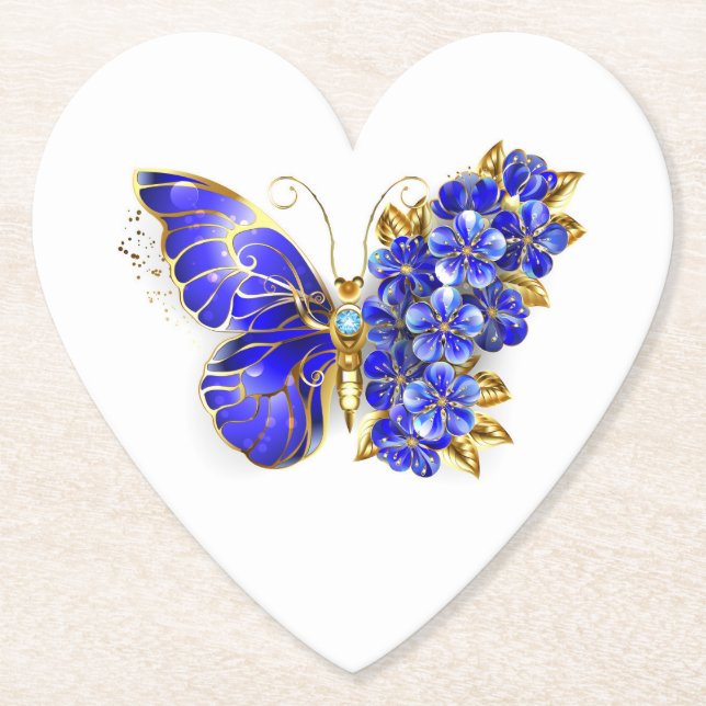 Flower Sapphire Butterfly Underlägg Papper (Framsida)
