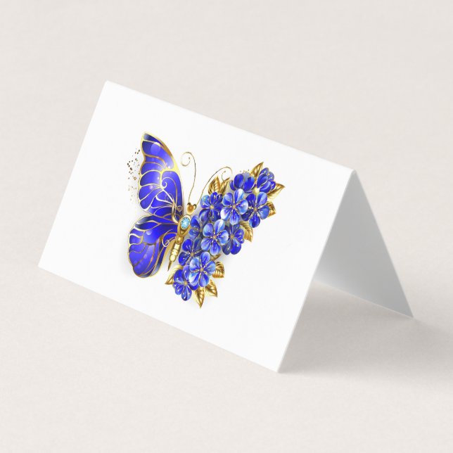 Flower Sapphire Butterfly Visitkort (Framsida)