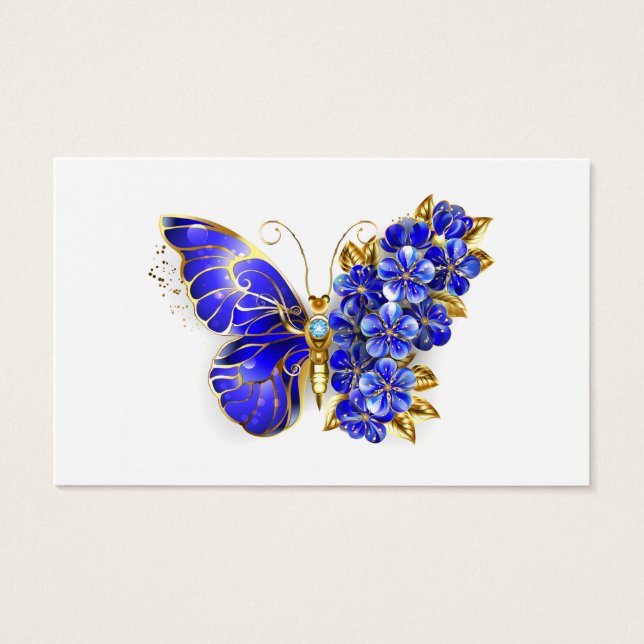 Flower Sapphire Butterfly Visitkort (Framsida)
