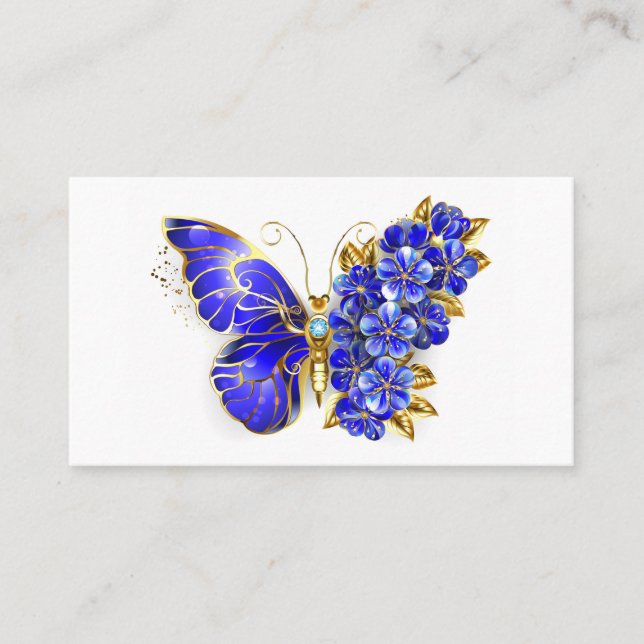 Flower Sapphire Butterfly Visitkort (Framsida)