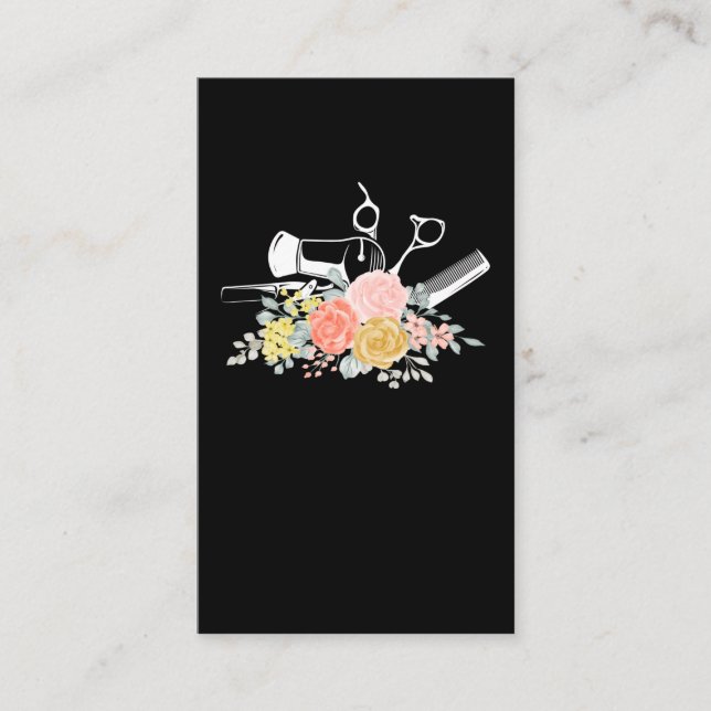 Flower Scissors Women Hair Stylist Hairdresser Visitkort (Framsida)