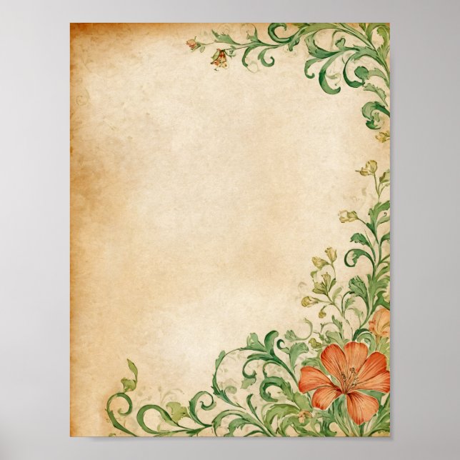 Flower Scrapbook & Junk Journal Supplies Download Poster (Framsidan)