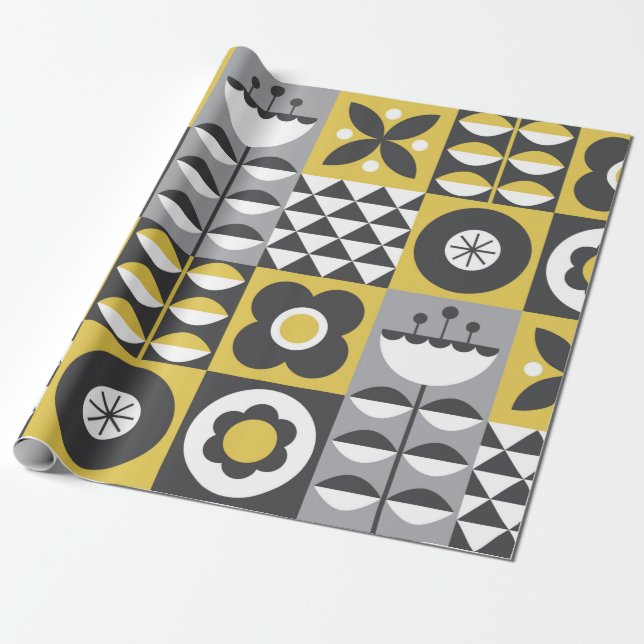 Flower seamless pattern design. Scandinavian style Presentpapper (Utrullad)