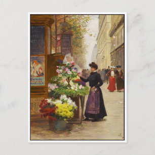 Flower Seller i Paris av Victor Gilbert Vykort