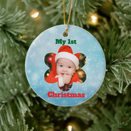 Flower Shape My 1st Christmas Photo Julgransprydnad Keramik