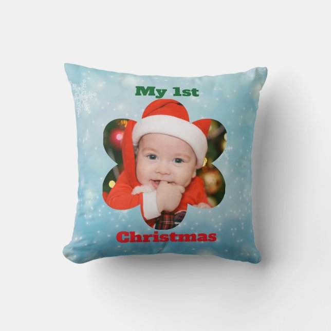 Flower Shape My 1st Christmas Photo Kudde (Framsida)