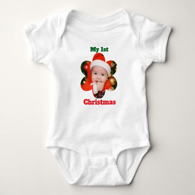 Flower Shape My 1st Christmas Photo T Shirt (Framsida)