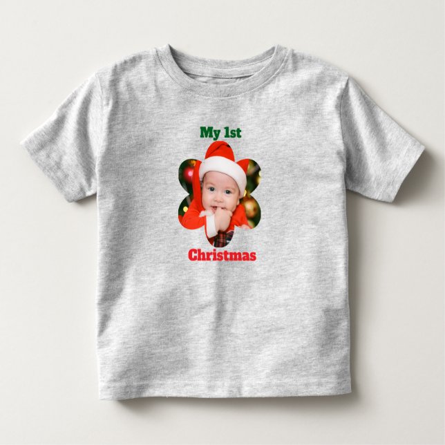 Flower Shape My 1st Christmas Photo T Shirt (Framsida)