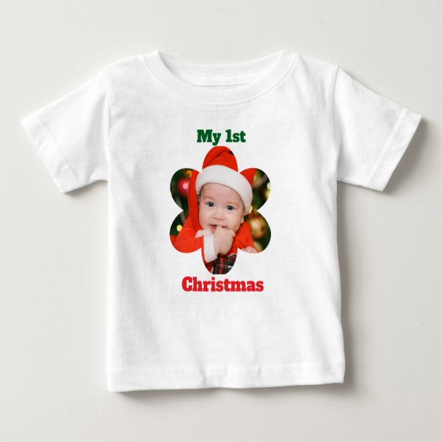Flower Shape My 1st Christmas Photo T Shirt (Framsida)