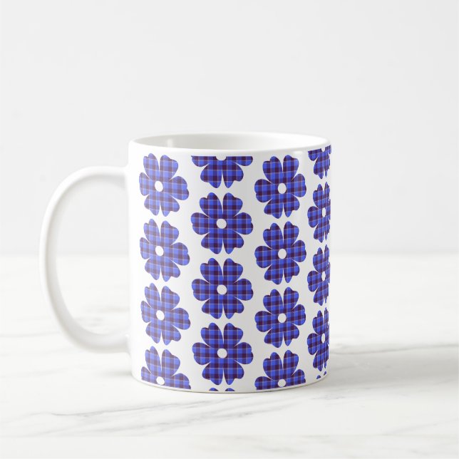 Flower Shape Plaid Blue Cornflower Kaffemugg (Vänster)