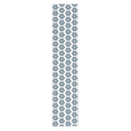 Flower Shape Plaid Blue Gray Table Runner