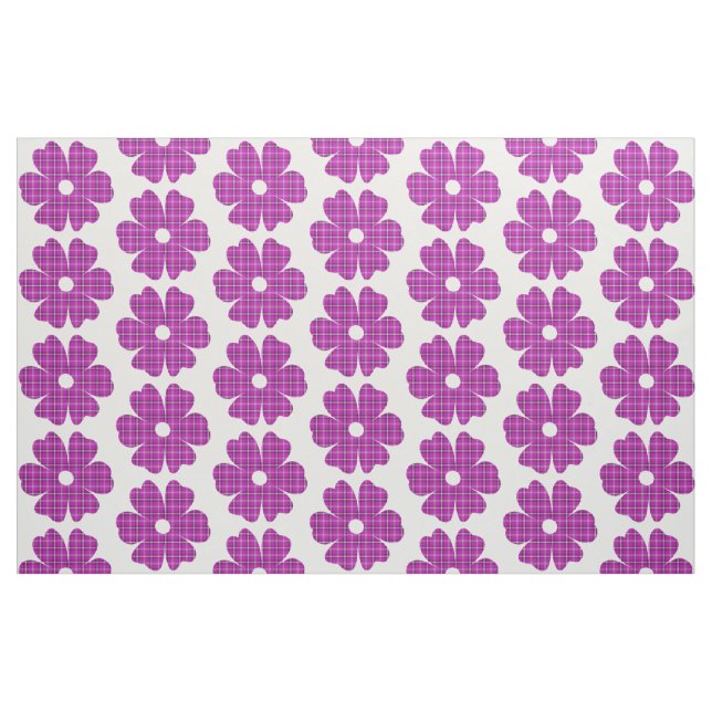Flower Shape Plaid Pink Purple Tyg (Fat Quarter)