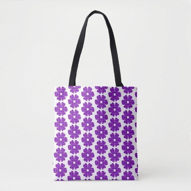 Flower Shape Plaid Purple Pink Tygkasse (Framsida)