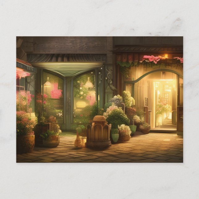 Flower Shop Digital Art Vykort (Framsida)