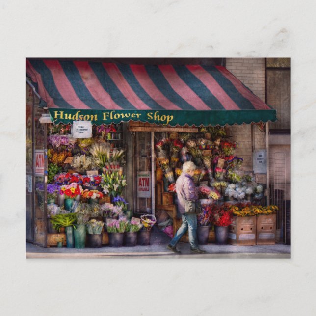 Flower Shop - NY - Chelsea - Hudson Flower Shop Vykort (Framsida)