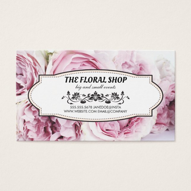 Flower Shop | Rosa Flowers Bouquet Visitkort (Framsidan)